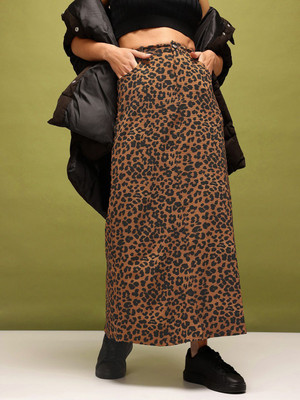 Glitchez Printed Women A-line Green Skirt