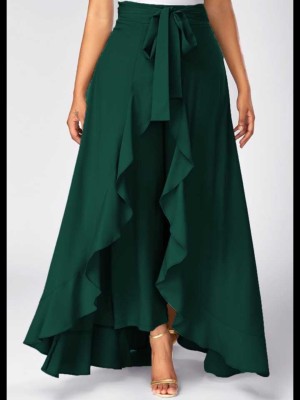 TANDUL Solid Women Flared Dark Green Skirt