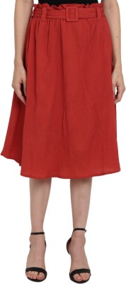 V-MART Solid Women Regular Red Skirt