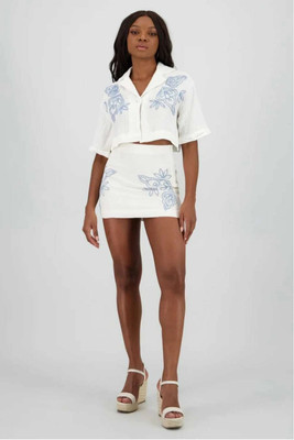 noglobal Embroidered Women Pencil White Skirt