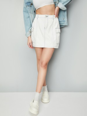 max Solid Women Regular White Skirt