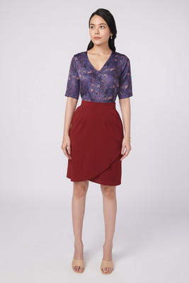 NOT SO PINK Solid Women Straight Red Skirt