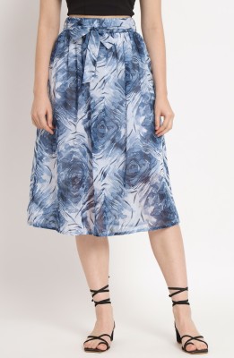 NUEVOSDAMAS Printed Women Pleated Grey Skirt