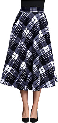 HIALTO Checkered Women Skorts Blue, White Skirt