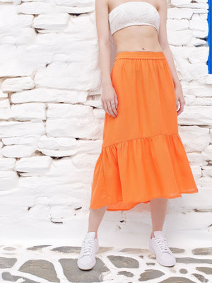 Dressberry Solid Women A-line Orange Skirt