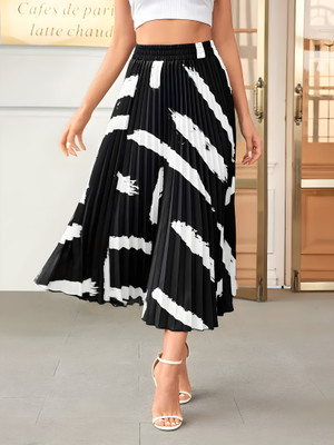 ZWERLON Printed Women A-line Black Skirt