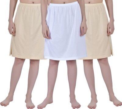 Aimly Solid Women Regular Beige, White Skirt