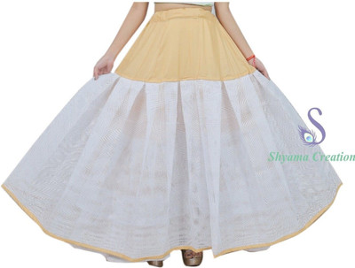 SHYAMA CRATIONS Solid Women Flared White, Beige Skirt