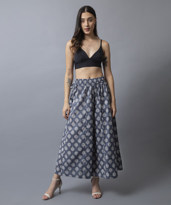 legitlooks Printed Women Flared Grey Skirt