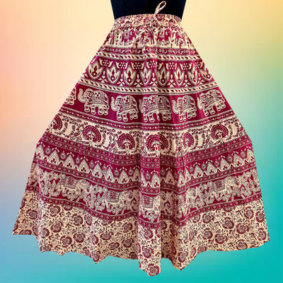 Akash Printed Women Flared Multicolor Skirt