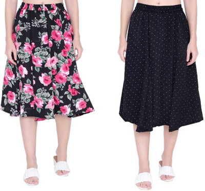 Manat Diva Floral Print Women A-line Multicolor Skirt