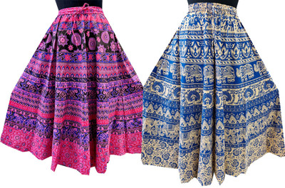 KrishvProducts Printed Women Flared Multicolor Skirt