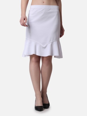 METRONAUT Solid Women Peplum White Skirt