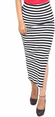 Krisha Collection Striped Women Pencil Black Skirt