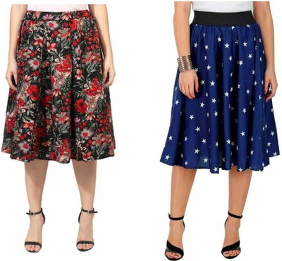 Manat Diva Printed, Floral Print Women Flared Multicolor Skirt