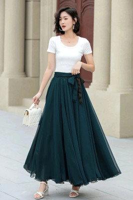 3Buddy Fashion Self Design Women Flared Dark Blue, Black Skirt