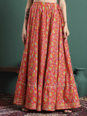 NYPA Floral Print Women Flared Pink Skirt