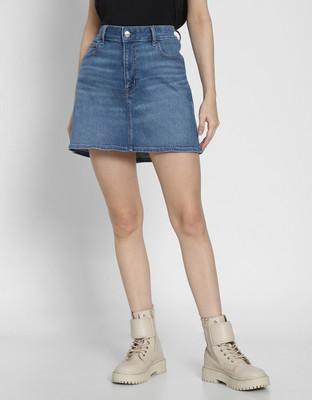 American Eagle Solid Women Regular Blue Skirt
