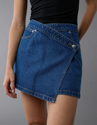American Eagle Solid Women Regular Dark Blue Skirt