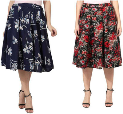 Mannat Diva Floral Print Women A-line Multicolor Skirt