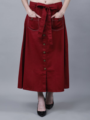Codaisy Solid Women A-line Maroon Skirt