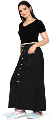 Achyutaya Fashion Solid Women A-line Blue Skirt