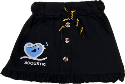 Little Funky Graphic Print Girls Regular Black Skirt