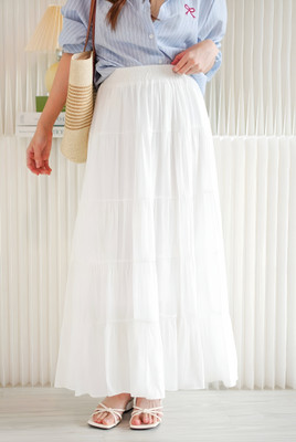 GSFASHIONCRAFT Solid Women Flared White Skirt