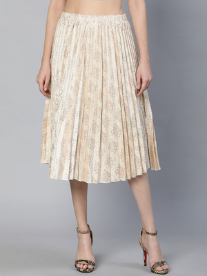 OXOLLOXO Embroidered Women A-line Beige Skirt