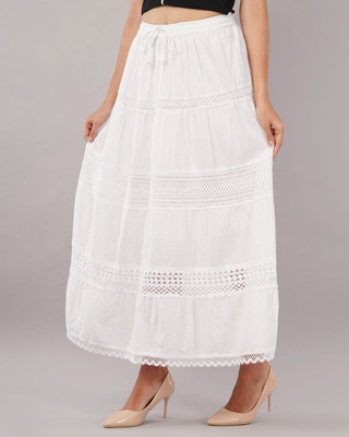 Braziliantunic Embroidered Women Straight White Skirt