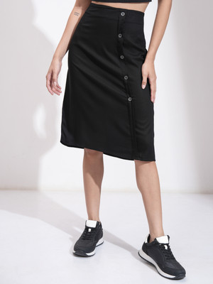 Tokyo Talkies Solid Women A-line Black Skirt