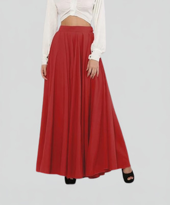 JYESHTA Solid Women Flared Red Skirt