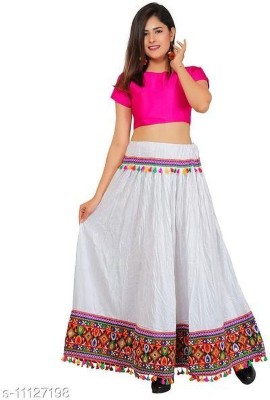 YELO-G Embroidered Women Flared Red Skirt