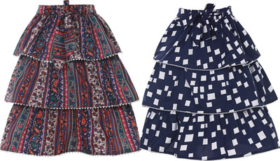 Miranga Solid Girls Pleated Pink Skirt