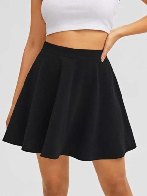 UTF Solid Women A-line Black Skirt