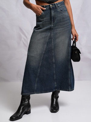 Tokyo Talkies Washed Women Regular Light Blue Skirt