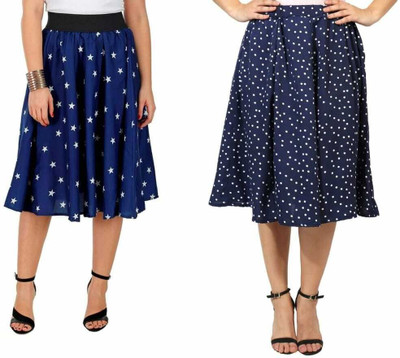 MAIYYAA COLLECTION Printed Women A-line Blue, Dark Blue Skirt