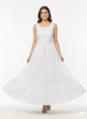 KAISH Solid Women Regular White Skirt