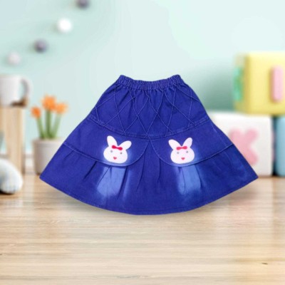 TVN DENIM Self Design Girls Regular Blue, White, Pink Skirt