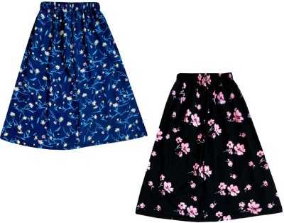 MTI FASHIONS Floral Print Girls A-line Blue, Black Skirt