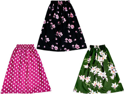 MTI FASHIONS Floral Print Girls Flared Pink, Green, Black Skirt