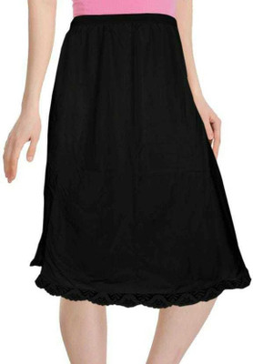 HAPPILO CREATIONS Solid Women A-line Black Skirt