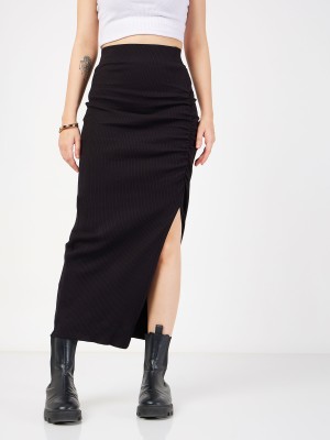 SASSAFRAS Solid Women Pencil Black Skirt