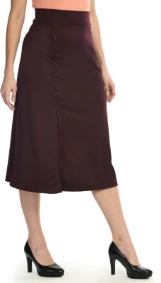 KLART Solid Women A-line Maroon Skirt