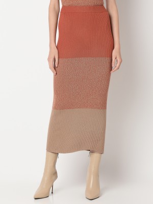 VERO MODA Colorblock Women Straight Beige Skirt