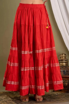 HouseOfCommon Solid Women Regular Red Skirt