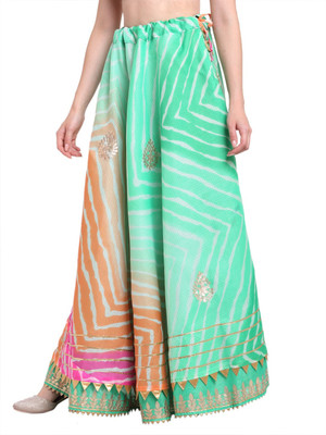 JABAMA Striped Women Flared Green, Pink Skirt