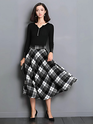 HouseOfCommon Checkered Women Skorts Black, White Skirt