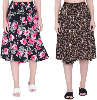 Manat Diva Floral Print, Animal Print Women A-line Multicolor Skirt
