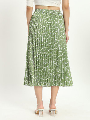 Herway Printed Women A-line Light Green Skirt